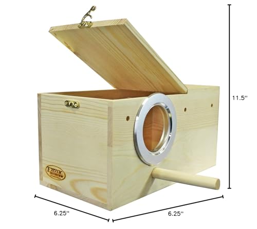 Sturdy Nest Box (M) - Cage Attachment, Hinged Lid, Perching Ledge - for Sugar Glider, Squirrel, Rat, Finch, Parakeet, Lovebird, Parrotlet, Lovebird, Canary, Cockatiel, Other Birds & Small Pets - size: Medium