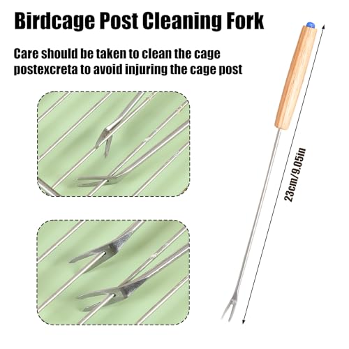 5 Pcs Bird Cage Cleaner Set,Stainless Steel Poop Remover Bird Cage Accessories,Bird Cages Cleaning Brush & Scraper,Cleaning fork & shovel,Mini Dustpan and Broom Set,for Small Animal Cages Clean