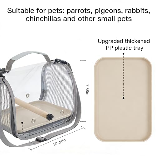 Clear Small Pet Travel Carrier with Perch & Tray – Breathable Mesh Bird Parrot Hamster Rabbit Squirrel Portable Bag (Yellow) - color: Yellow