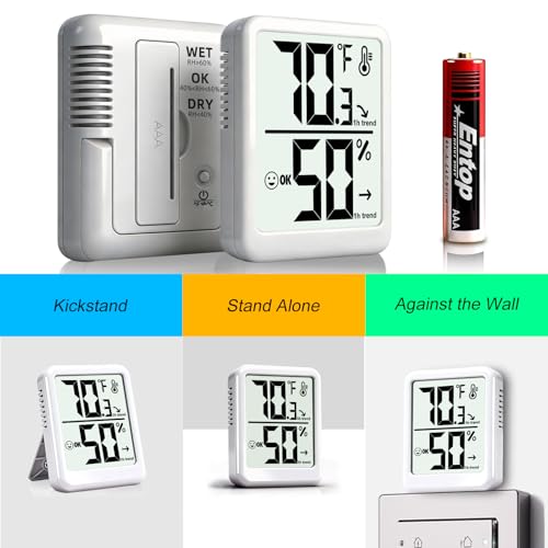 Room Thermometer Indoor Hygrometer Temperature and Humidity Monitor | Accurate Sensor, Fast Refresh, Big Digits, Easy to View, ℉/℃, w/ AAA Battery, Compact for Home, Office, Pet, Plant - color: White - Upgraded Version, size: 1 - Pack