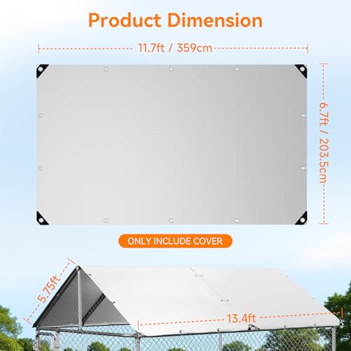 Chicken Coop Cover Waterproof, 11.7x6.7ft Tarp for Walk-in Chicken Run,2pcs | 2pcs, 420D Oxford Fabric, UV Resistant, Ball Bungees Included, Tool-free Installation, Fits Walk-in Chicken Coops