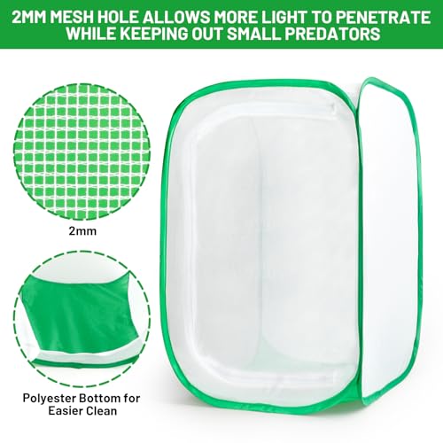 24 Inch Outdoor Mesh Plant Enclosure, Popup Plant Protectors Mesh Covers for Pests, Bird and Pest Protection Guard Cage for Garden, Vegetables, Fruit, Flowers and Herbs, 15.7 x 15.7 x 23.6 Inches