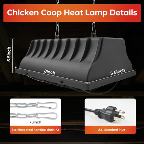 Chicken Coop Heater for Chicks,Brooder Heater with 2pcs Heat Lamp(250W and 175W),Adjustable Temp & Height Chicken Brooder Box Supplies for Chicken Livestock Dogs Sheep Pets