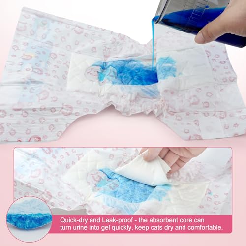 Disposable Cat Diapers, 40 Count – Perfect for Both Male and Female Cats, for Elderly, (XS) Incontinent, or Post-Surgery Cats and Dog – Leak-Proof, Super Absorbent & Hypoallergenic Pet Diapers - size: XS