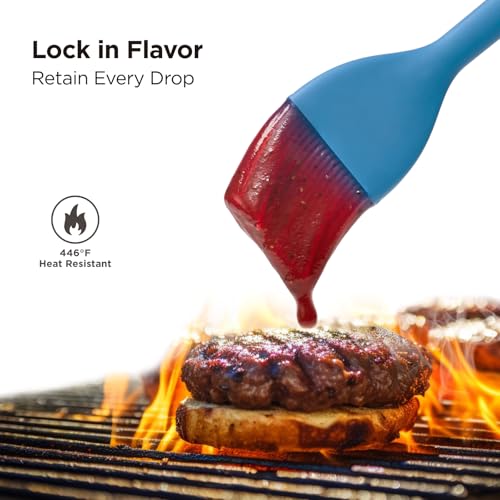 Kitchen Mama WaltzGrip Platinum Silicone Basting Pastry Brush, Blue | Heat-Resistant, For Cooking, Baking, Grilling, Spreading Oil or Butter, Dishwasher-Safe - color: Blue