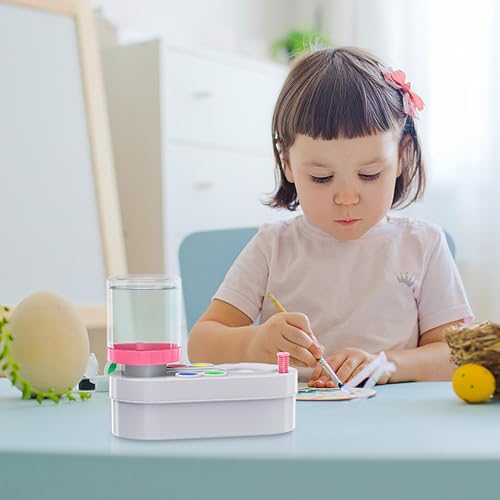 2026 Upgraded Paint Brush Cleaner Tool, Painting Station with Brush Washer for Kids, Acrylic Watercolor Paint Water Dispenser, Art Supplies Paintbrush Rinser for Artists (Pink) - style: White Pink