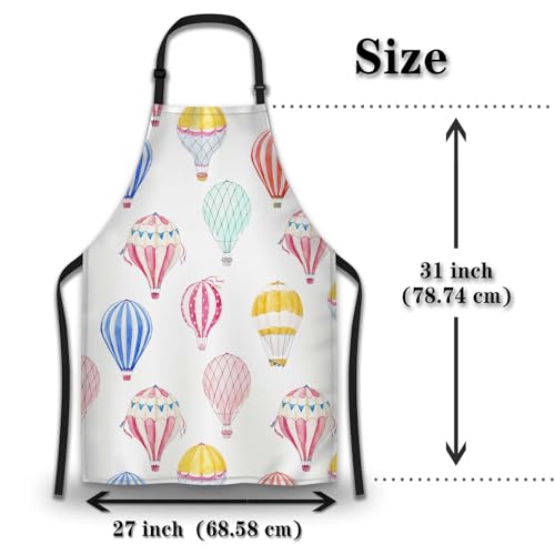 Kitchen Apron for Women Hot Air Balloons Mans Aprons for Cooking Restaurant BBQ Painting Crafting Gardening 27” (W) x 31” (H), Waterproof Apron - color: Hot Air Balloons