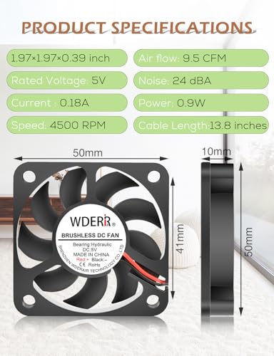 50mm x 10mm USB 5V Brushless Computer Case Cooling Fan with 3 Speeds Adjustable Mini 5010 Radiator Replacement Welding Helmet Aquarium Router Cooler 2-Pack - size: 5010 USB