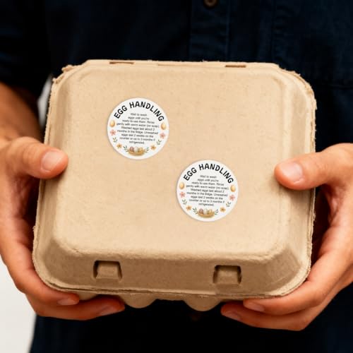 320 Pcs Farm Fresh Eggs Carton Labels, 2 Inch Round Eggs Handling Stickers Self-Adhesive Egg Packaging Stickers for Chicken Egg Box Container Farm Supplies - color: Egg Handling Label