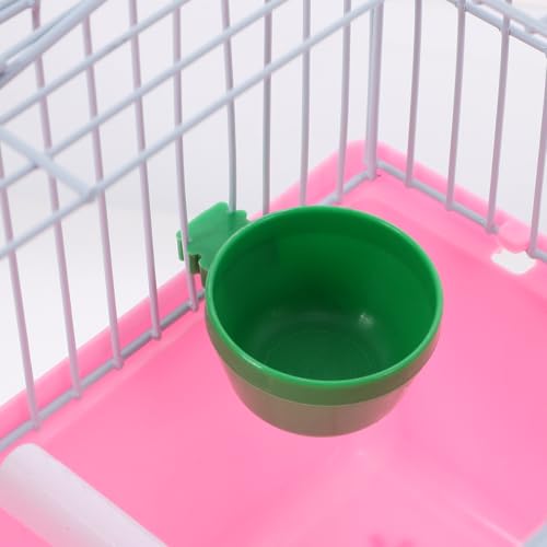 BESPORTBLE Portable Bird Carrier Travel Cage with Perch Food Box Water Dispenser Lightweight Small Bird Cage for Parrots and Lovebirds 9.29X6.57X6.29In - color: Pink