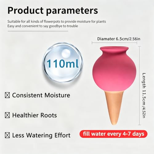 4PCS Terracotta Self Watering Spikes, Globes Shaped Watering Planter Insert | Automatic Plant Waterer Outdoor&Indoor Use, Vacation Clay Watering Devices System, Slow Release Self Watering Planter Insert - color: Small Bottle Necks Set (Pack of 4)