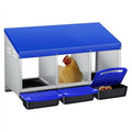 Chicken Nesting Box,Chicken Laying Boxes with 3 Compartment Metal Stainless Steel,Chickens Egg Laying Nest Boxes with Rollout Egg Collection,Chicken Brooder Box with Perch, Blue - color: Blue, size: 3 Holes