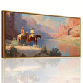QTUSYUR Western Cowboy Wall Art - Large Farmed Desert Landscape Art Print -Rodeo Horseback Riding Canvas Artwork for Farmhouse Boys Bedroom Living Room- Mid-Century Modern Wall Picture for Home Decor 20×40 IN - style: cowboy