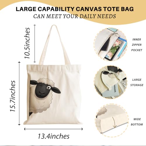 Cartoon Canvas Tote Bag, Gifts for Women Men Birthday Christmas Reusable Tote Shoulder Bag for Grocery Shopping 01 - color: Goat 473
