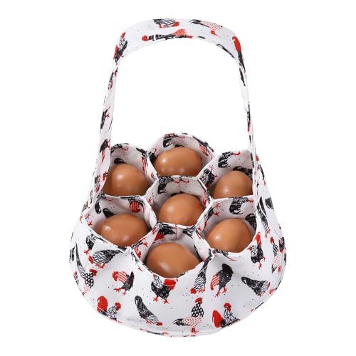 Egg Collecting Basket, Egg Basket for Gathering with 7 Pouches | Canvas Egg Basket for Chicken, Duck, Goose, Bird, Various Poultry Collection (Red-tailed) - style: Red-tailed chicken