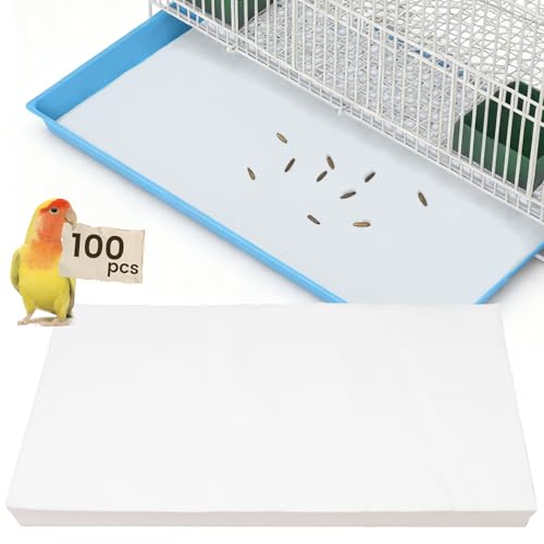 23.6x16.9in Bird Cage Liners,100 Sheets Pre-Cut Cage Tray Pads | Disposable Absorbent Non-woven Pads Absorb Moisture and Collect Feathers for Parrots, Cockatiels, Parakeets and Finches - size: 23.6x16.9in-100P