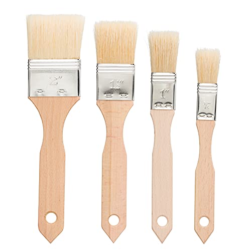 Redecker Pastry Brushes Set with Untreated Beechwood Handles, 4 Different Sizes, Multi-purpose Brushes with Natural Boar Bristles for Basting, Glazing and More, Made in Germany - size: Set of 4