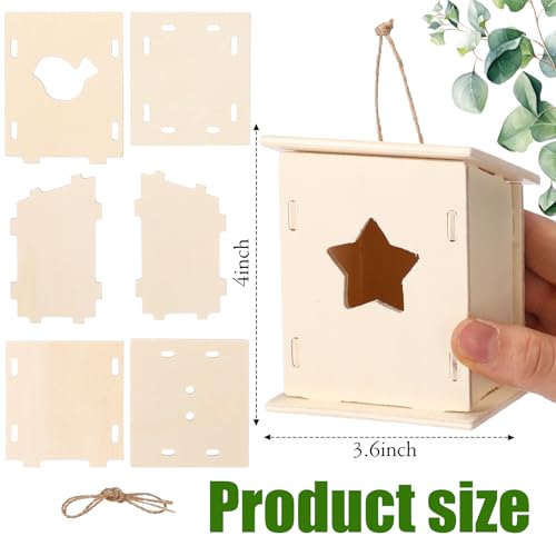 Outus 24 Pcs Wooden DIY Birdhouse Kits for Kids to Build, 4 Shapes Birdhouse Kit Wooden Unfinished with Butterfly Sticker for Boy Girl Arts Crafts(Classic)