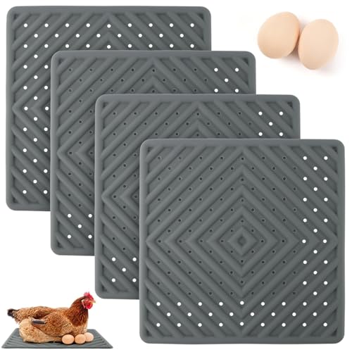 4Pcs Washable Chicken Nesting Box Pads for Laying Eggs, Reusable Bedding Nest Box Liners, Nesting Pads for Chicken Coop, Grey 12''x12''