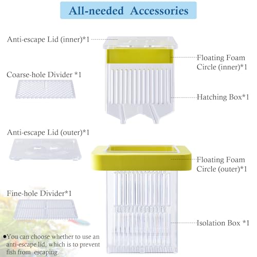 Floating Aquarium Breeding Box with Hatchery Box and Isolation Box | Acrylic Breeder Box with Divider for Guppy, Betta, Clownfish, Coral, Baby & Injured Fish