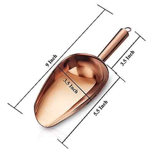 Copper Ice Scoop, Fashion Ice Cream Scoop, Premium Stainless Steel Cookie Scoop, Dog Food Scoop, Sturdy Flour Scoop, Utility Candy Scoop, Dishwasher Safe (8oz/9 Inch) - color: 4. Copper