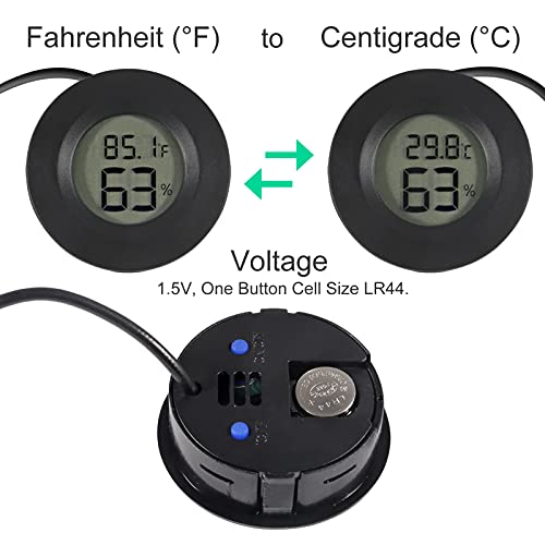 6 Pack Mini Hygrometer Thermometer Meter Digital LCD Monitor Indoor Room Round Humidity Temperature Gauge with Probe for Humidors Home Greenhouse Babyroom Reptile Incubator Monitor