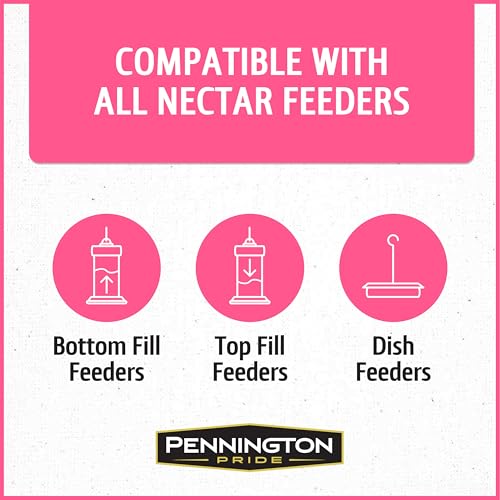 Pennington Electro-Nectar Hummingbird Nectar Ready to Use 64-Oz Bottle | With electrolytes, no added color, naturally clear, humming bird nectar, for bottom fill, top fill and dish feeders