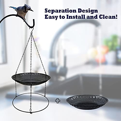 CQAIRIOU Premium Hanging Bird Feeder Tray(2 Set),Size 11.8” Large Platform Bird Feeder Metal Mesh Tray,Wild Bird Feeder for Outside Hanging Seed Platform,Combinable Style to Double Layer - size: 2 Sets Hanging Bird Feeder Tray