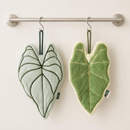 2 Pack Cute Decorative Leaf Shaped Hand Towel Set for Plant Lovers