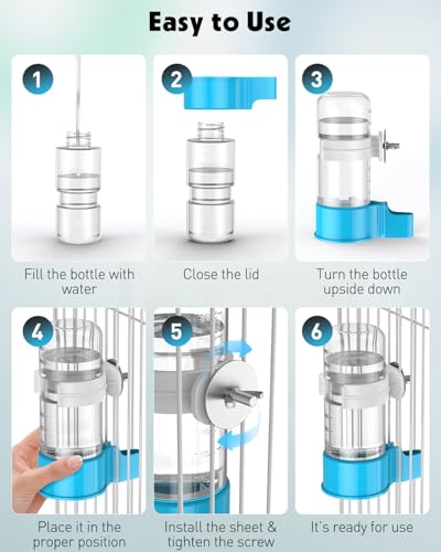 Pawfly 2 Pcs Bird Water Dispenser, Automatic Bird Water Feeder, Plastic Bird Cage Water Dispenser, White&Blue Parrot Waterer for Parakeet Cockatiel Budgie Lovebirds (Not Fit for Food Feeding) - color: White&Blue, size: 2 PC
