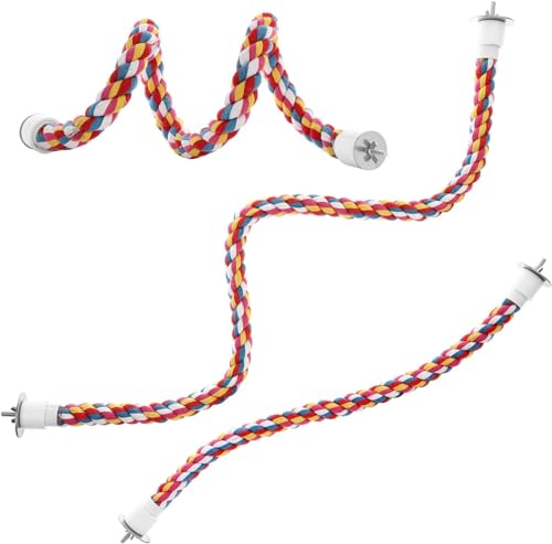 Bird Rope Perches,Parrot Toys 33 inches Rope Bungee Bird Toy (33 inches)[1 Pack] - size: 33 inches