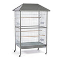 Prevue Pet Products Charming Aviary Jumbo Flight Cage - Large Metal Bird Cage with Rolling Stand, Perches, Feeders & Toy Bar, Ideal for Parakeets, Cockatiels, Lovebirds, Small & Medium Birds - Grey | Large Metal Bird Cage with Rolling Stand, Feeders & Toy