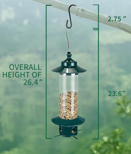 Squirrel Proof Bird Feeders for Outdoor: 4.8LB Large Capacity Hanging Bird Feeder, Weight-Activated Mechanism Wild Bird Feeders, Chew-Proof Metal Birdfeeder for Finch Cardinal Chickadee - color: Blue