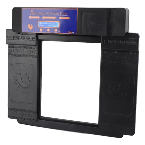Automatic Chicken Coop Door Opener, Intelligent Double Open with Timer LED Display Solar Powered, with Anti Pinch Function, for Chickens Ducks Geese Poultry (Black) - color: Black