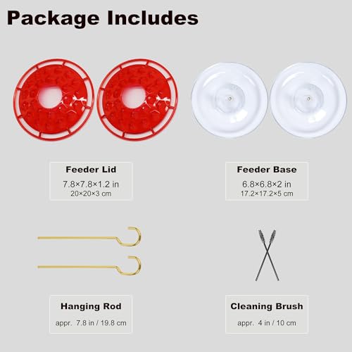 Hummingbird Feeders for Outdoors Hanging (2 Pack), 25 Feeding Ports 10 oz Plastic Hummingbird Feeder, Bee-Proof Leak-Proof No Drip, Easy to Clean with Cleaning Brushes - size: 10 oz