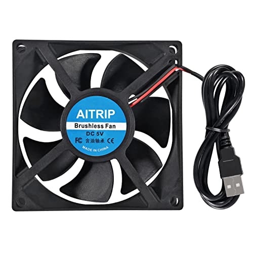 AITRIP 4PCS 80mm USB Fan 5V Brushless 8025 80x25mm for Cooling DIY PC Computer Case 3D Printer CPU Coolers Radiators - color: 4PCS 5V USB