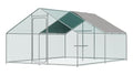 Chicken Coop Large Metal Chicken Run, Outdoor Walk-in Poultry Spire Roof Cage with Chicken Perch for Hen House, Duck Coop and Rabbit Run, Silver (9' L x 13.1' W x 6.56' H) - size: 157.5"L x 118.1"W x 78.7"H