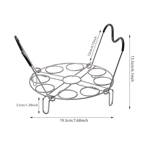 19.5cm Silver Egg Steamer Rack, Heat Resistant Silicone Handle | 19.5cm/7.68inch Steamer Rack Trivet for Instant Pot Accessories Stainless Steel Egg Assit fit, Kitchen Steam Rack Cook 9 Eggs - color: Egg Steamer Rack Trivet