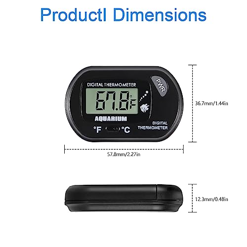 Aquarium Thermometer LCD Digital Fish Tank Thermometer with Water-Resistant Sensor Probe and Suction Cup for Turtle Incubators Terrarium Water Thermometer - color: 1PC