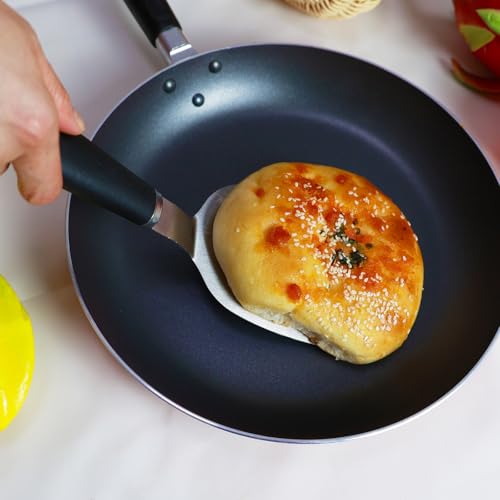 KLAQQED Spatula Set Stainless Steel Kitchen Metal Spatula for Cast Iron Skillet with Silicone Handle, Fish Spatula Turner Flipper for Pancake Burger Egg Cooking Spatulas BBQ Grill Griddle - color: White, Black