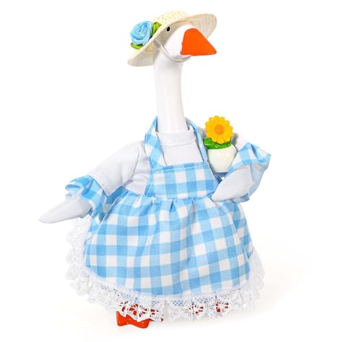 JcHrmers Gardener Desk Goose Outfits 7 Inch Mini Goose Hat Flower Pot Shovel Dress for Spring Magnetic Desk Goose Statue Decor