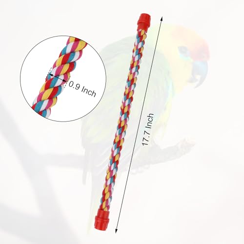 Hypeety Bird Rope Bungee Perch Adjustable Cage Stand Chewing Swing Toy | Stainless steel wire wrapped in soft cotton rope, u shape climbing perch, adjustable spiral stand for small and medium birds