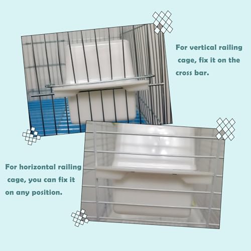 IBWell 2 Pack Clear Water Bowl and Food Container - Bird Cage Feeder With Perch for Parakeets - No Mess Design - color: clear
