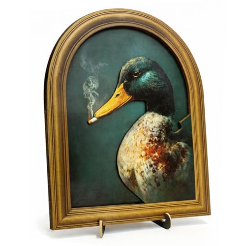 3D Funny Mallard Duck Decor Sign Vintage Farmhouse Wall Art for Home 8x10 | Wooden Duck Animal Decor Sign for Desk Table Kitchen Bar Wall Shelf, Housewarming Gifts - color: color-D