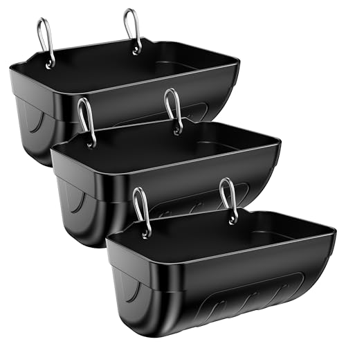 Goat Feeders Hanging Poultry Feeder Trough for Livestock, 3*3.5 Quart Black | Goat Feeder, Hanging Chicken Waterer Feeder - size: 3*3.5 Quart