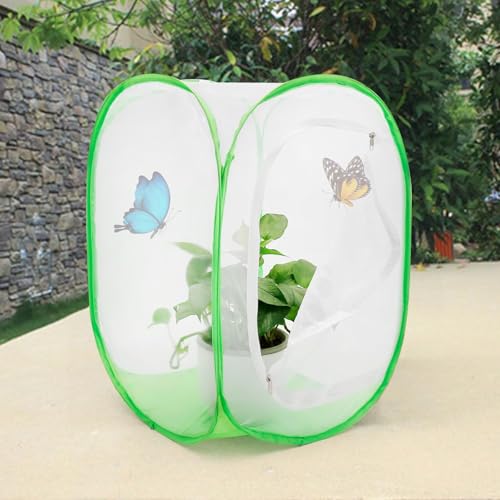 EATAKWARD Mesh Plant Enclosure, 15.7'' X 15.7'' X 2'' Pop-Up Foldable Mesh Cage for Breeding, Grow Tent Plant Cover for Fruit, Vegetables, Pests, Bird and Pest Protection Guard for Flowers and Herbs - size: 15.7'' X 15.7'' X 2''
