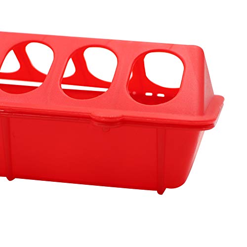 Flip Top Chick Feeder Trough, Plastic Bird Small Poultry Feeder | No Mess, No Waste Chicken Feeder for Small Chicks, Pigeons, Quails, Birds, Ducklings, Ideal for Using in a Brooder (Red) - color: Red