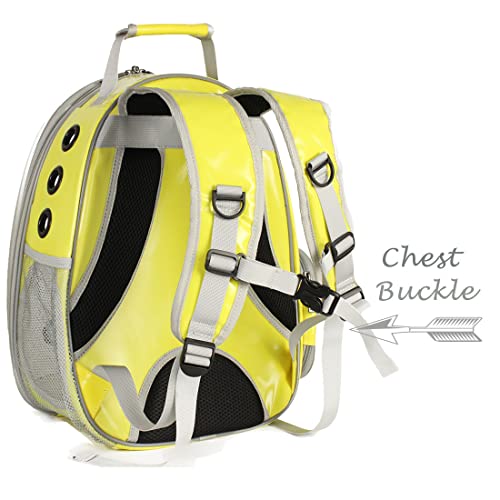 Cat Backpack Carrier, Bubble Backpack for Cat Kitten Small Puppy and Bunny, Space Capsule Bubble Cat Backpack Carrier, Airline Approved Waterproof Yellow Pet Backpack for Small Dog - color: Yellow