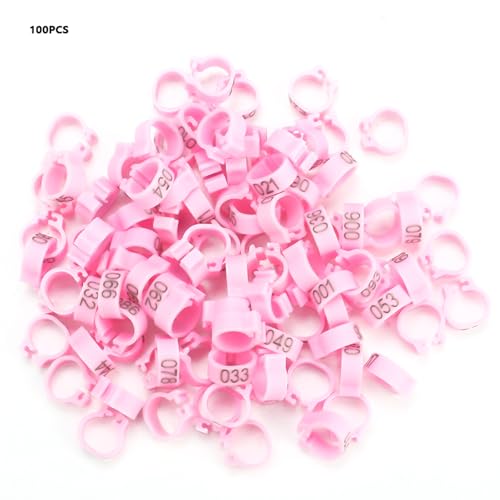 100Pcs Pigeon Leg Bands, 8mm Numbered Bird Leg Rings for Small Birds Poultry Foot Clips for Finch Dove Lovebird Quail