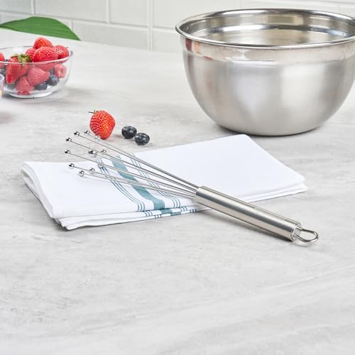 Restaurantware 10.5 in Stainless Steel Ball Whisk - German Standard Egg Beater with Ergonomic Handle, Dishwasher Safe - Manual Mixer Cooking Whisk for Baking, Stirring, Sauces, Beating - color: Ball Whisk, size: 10 3/4"